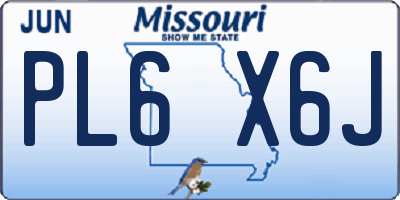 MO license plate PL6X6J