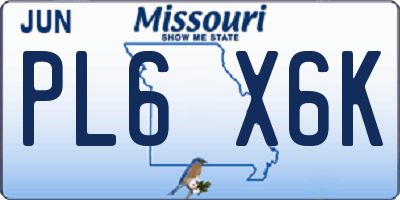 MO license plate PL6X6K