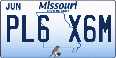 MO license plate PL6X6M