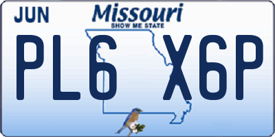 MO license plate PL6X6P