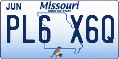 MO license plate PL6X6Q