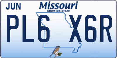 MO license plate PL6X6R