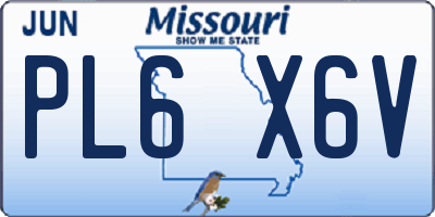 MO license plate PL6X6V