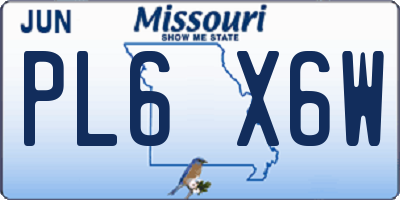 MO license plate PL6X6W
