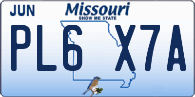 MO license plate PL6X7A