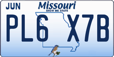 MO license plate PL6X7B