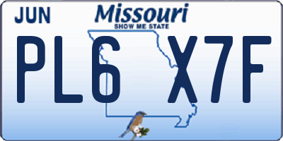 MO license plate PL6X7F