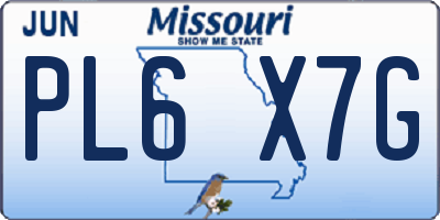 MO license plate PL6X7G
