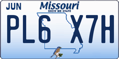 MO license plate PL6X7H