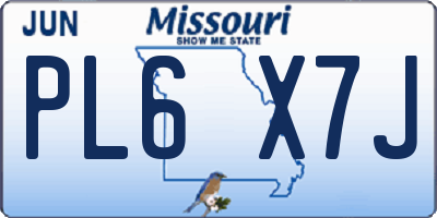 MO license plate PL6X7J