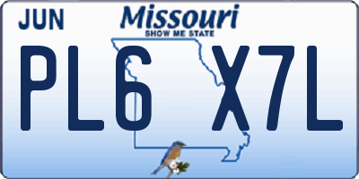 MO license plate PL6X7L