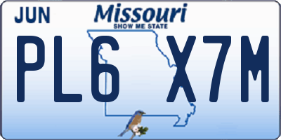 MO license plate PL6X7M