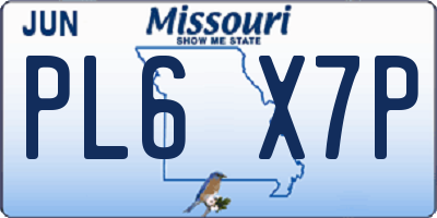 MO license plate PL6X7P