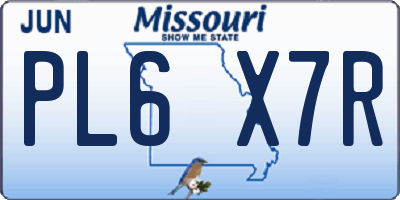 MO license plate PL6X7R