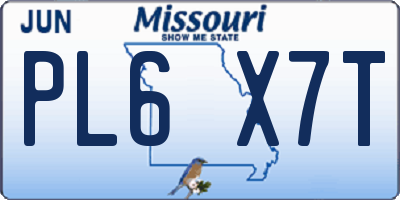 MO license plate PL6X7T