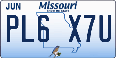 MO license plate PL6X7U
