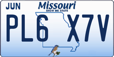 MO license plate PL6X7V