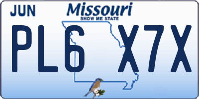 MO license plate PL6X7X