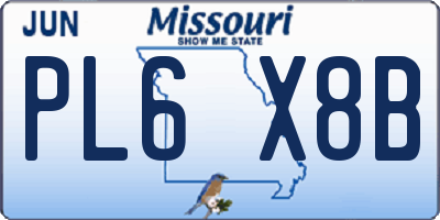 MO license plate PL6X8B