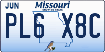 MO license plate PL6X8C
