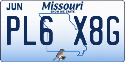 MO license plate PL6X8G