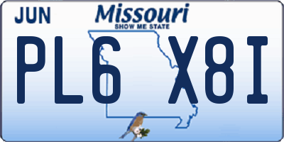MO license plate PL6X8I