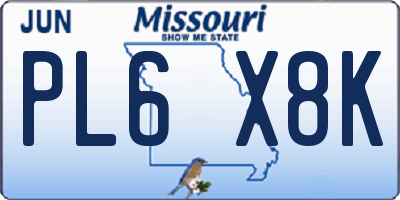 MO license plate PL6X8K