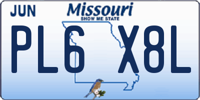 MO license plate PL6X8L