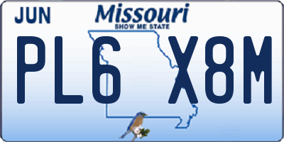 MO license plate PL6X8M