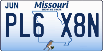 MO license plate PL6X8N