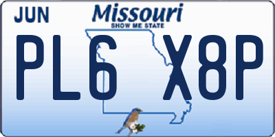 MO license plate PL6X8P