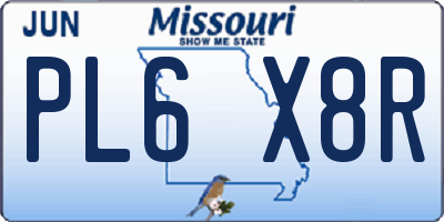 MO license plate PL6X8R