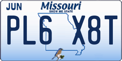 MO license plate PL6X8T