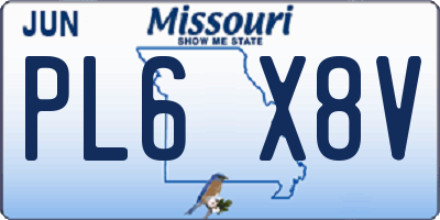 MO license plate PL6X8V
