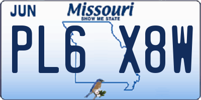 MO license plate PL6X8W