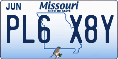 MO license plate PL6X8Y