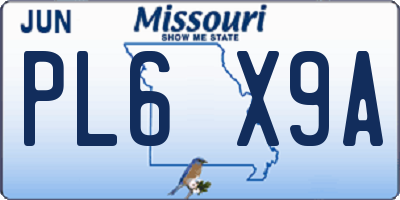MO license plate PL6X9A