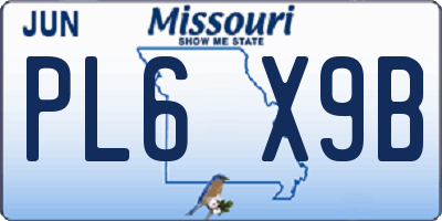 MO license plate PL6X9B