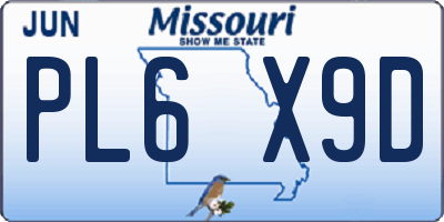 MO license plate PL6X9D
