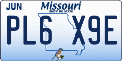 MO license plate PL6X9E