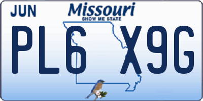 MO license plate PL6X9G