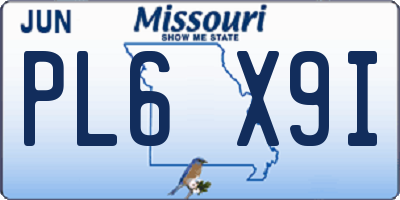 MO license plate PL6X9I