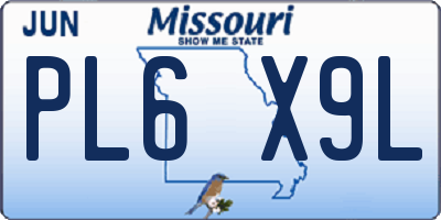 MO license plate PL6X9L