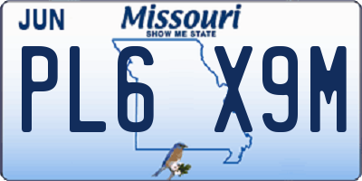 MO license plate PL6X9M