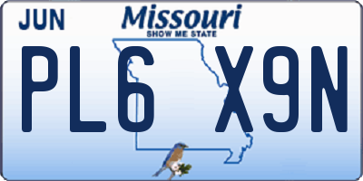 MO license plate PL6X9N