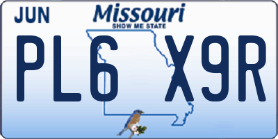 MO license plate PL6X9R