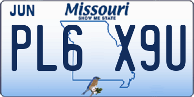MO license plate PL6X9U