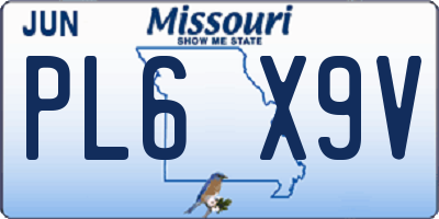 MO license plate PL6X9V