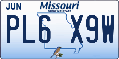 MO license plate PL6X9W