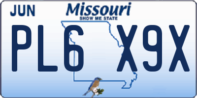 MO license plate PL6X9X